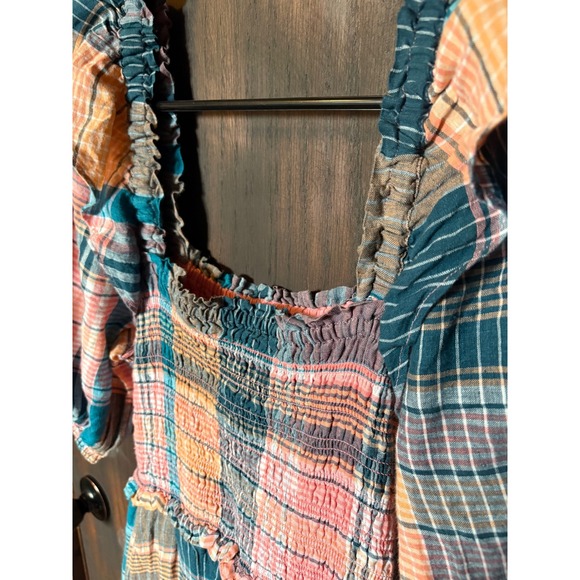 Vineyard Vines Womens Linen Plaid Smocked Midi Dress Multi Color Size S - Picture 2 of 5